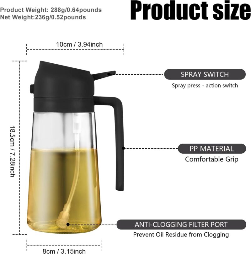 2-in-1 Glass Oil Sprayer, 470ml - Image 2
